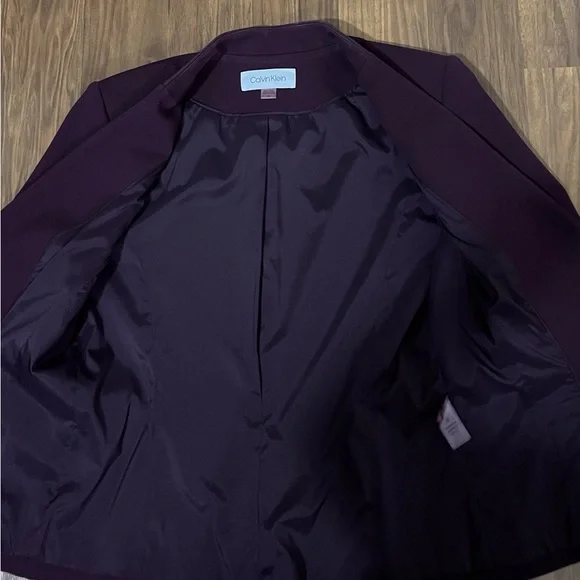 Calvin Klein Open Front Burgundy Blazer Size 6 - Picture 7 of 7